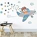 Vinilo avión azul con confeti - Vinilos infantiles para niños y bebés - T1 - Pequeño