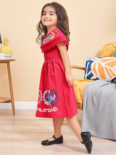 Image of Mexican Dress for Girls Traditional Vestidos Mexicanos Cinco de Mayo Embroidered Dresser Toddler Kids