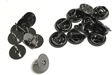 ECOKIJI(エコキジ) ピンバッジ金具と針セット 選べる全9色全4サイズ ピンバッチ ピンズ ラペルピン タックピン バタフライクラッチ (ブラックメタル，針台［高］10mm 10個セット)(P10B10)