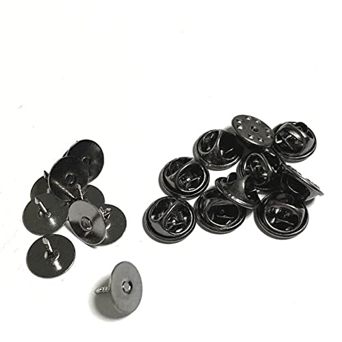 ECOKIJI(エコキジ) ピンバッジ金具と針セット 選べる全9色全4サイズ ピンバッチ ピンズ ラペルピン タックピン バタフライクラッチ (ブラックメタル，針台［高］10mm 10個セット)(P10B10)