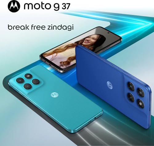 Image of Motorola g37 5G (Pantone Nautical Blue, 4GB RAM, 64GB Storage) | 6.66 Inch HD+ Display | MediaTek Dimensity 6400 5G Processor | 50MP AI Rear Camera | 8MP Selfie Camera | 5200mAh Battery