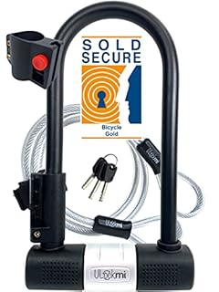 Ulockmi TWOFOLD Bike U Lock, 14mm Hardened Steel, Sold Secure Pedal Cycle Gold Certified, Double Bolt Shackle, 3 Coded Keys, Cable and Frame Mount (Silver Cover)