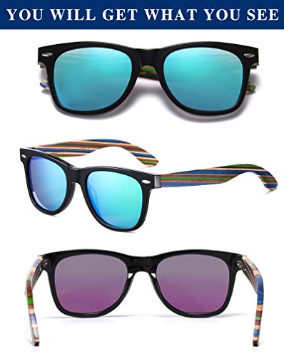 Image of DUCO Polarized Driving Handmade Walnut Wooden 100% UV 400 Protection Sunglasses for Men 2141