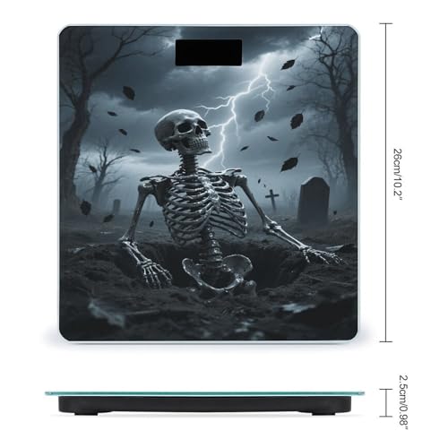 Báscula digital de baño con diseño calavera y pantalla LED miniatura 2