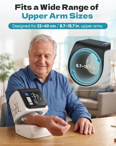 Image of Sakerplus Blood Pressure Monitor Upper Arm, Automatic BP Machine | No-Wrap Barrel Type,One-Touch Auto-Fit,FDA Cleared,4 Usersx199 Memory,8.7-15.7 in Cuff,Dual Power,Large Display