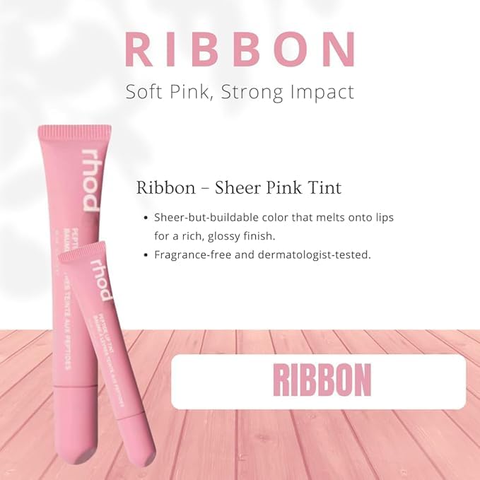 Image of Peptide Lip Tint | Hydrating Tinted Lip Balm | Buildable, Creamy Color & Lip Care | Moisturising | Non-Sticky | Soft & Smooth Lips (Raspberry,Ribbon)