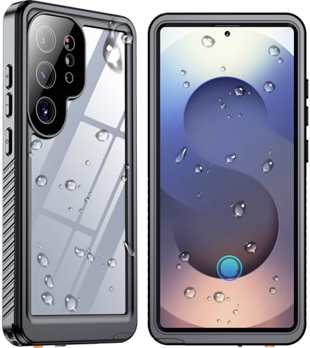 SPIDERCASE Only for Samsung Galaxy S25 Ultra Case Waterproof Built-in Screen & Camera Lens Protector[IP68] [Military Grade Shockproof] Full Protection Only for S25 Ultra 6.9 Black/Clear