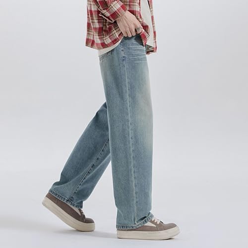 Men's Denim Pants Summer Vintage Loose Fit Straight Leg Jeans4