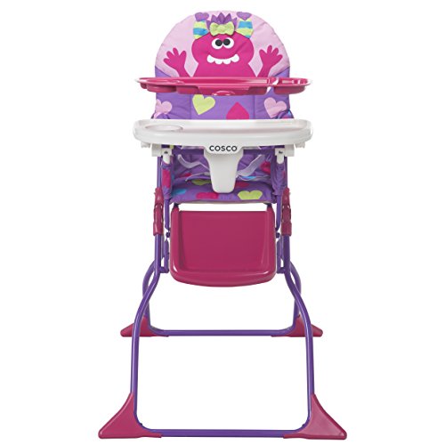 Image of Cosco Kids Folding High Chair for Babies and Toddlers (from 6 Months to 50 lbs) Simple Fold Deluxe with 3-Position Tray, Portable High Chair, Monster Shelley