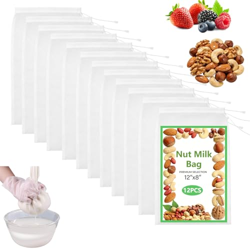 12Pack Cheese Cloth Bags for Straining Reusable Fine Mesh Strainer Bags