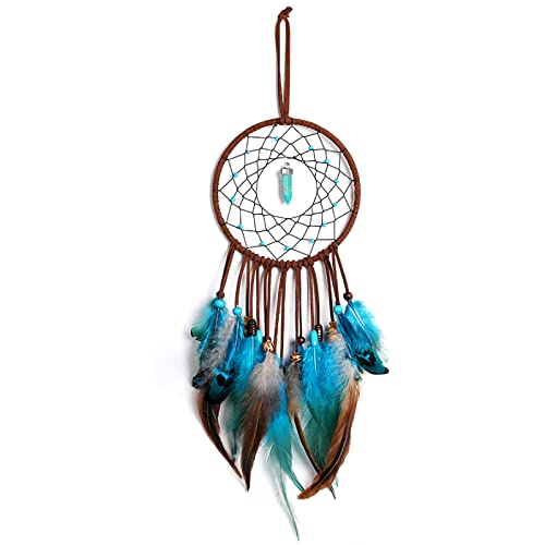 ZSDF, Atrapasueños Hecho a Mano, Atrapasueños Infantil Adornos Plumas de Color Azul Indio, Artes y Manualidades, Accesorios para el Hogar, Colgantes, para Niños/Niñas/Amigos Regalo