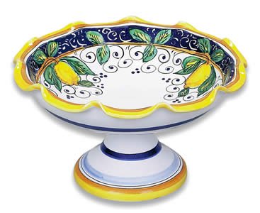 Arte D'Italia Imports Hand Painted Alcantara Footed Bowl - Handmade in Deruta