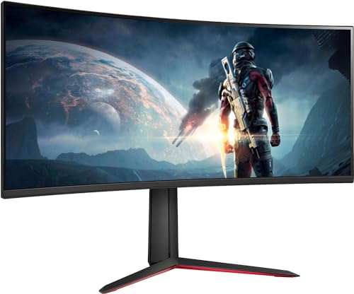 Image of LG 34GP63A-B Ultragear 34 inch Curved QHD 3440 x 1440 HDR 10 160Hz Gaming Monitor, Black - DisplayPort and HDMI, AMD FreeSync Premium, Tilt /Height Adjustable Stand, WEPGPY