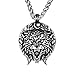 FLQWLL Viking Warrior Fenrir Wolf Anhänger Halskette Für Männer Frauen, Nordischer Titanstahl Odin Wolfskopf Amulett Schmuck,Silber,60cm/23.6 in
