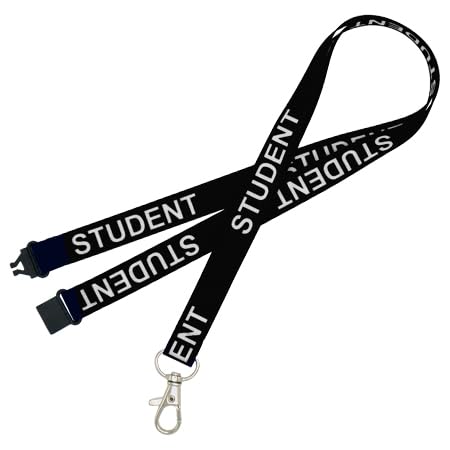 Pack of 50 Black Student Lanyards perfect for ID Cards, Name Badges, and Much More - Durable Breakaway Black Student Neck Strap Suitable for Everyday Use In Schools
