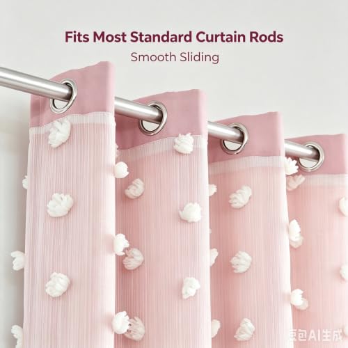 Image of Pink Room Darkening Curtains for Girls Nursery Bedroom 52x96 Inch