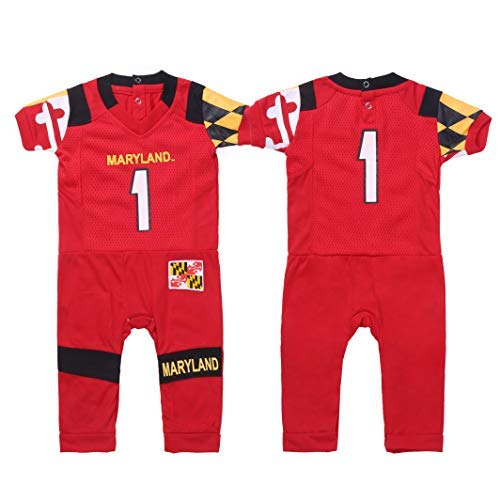 FAST ASLEEP NCAA Maryland Terrapins Boys Infant Football Uniform Pajamas, 3-6 Months, Red