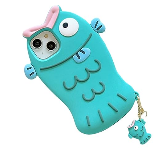 eglixu Funda protectora de silicona suave con diseño de pez payaso para iPhone 13, diseño divertido y creativo, con llavero de pez para niñas y niños