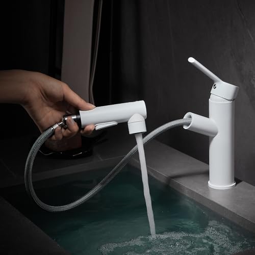 Rubinetto Bagno Lavabo Con Doccetta Estraibile a 3 Modalità, Rubinetto Lavandino Bagno Lavabo e Bidet Coppia, Ubinetti Monocomando con Doccetta Miscelatore Monocomando in Otton