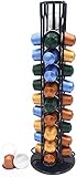 Coffee Capsule Storage Holder for Nespresso, Metal Capsule Spinning Carousel Rack 360 Degree Rotatable Coffee Capsules Holder Rack for Nespresso, Holds 40 Coffee Pods, Ideal-for Home & Office (Black)
