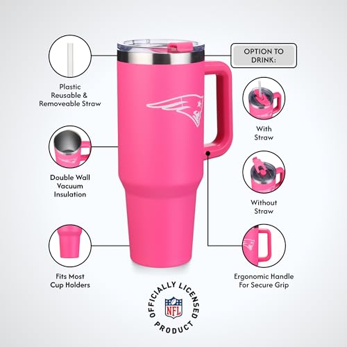 Image of The Memory Company Officially Licensed NFL - New England Patriots 40oz Pink Game Day Tumbler with Team Logo