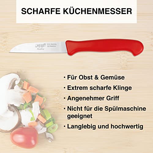 Foto von HEISO Schälmesser 4er Set - Scharfe Küchenmesser aus rostfreiem Stahl mit Kunststoffgriff - Gemüsemesser Made in Solingen“ - mit kostenlosem Nachschleifservice