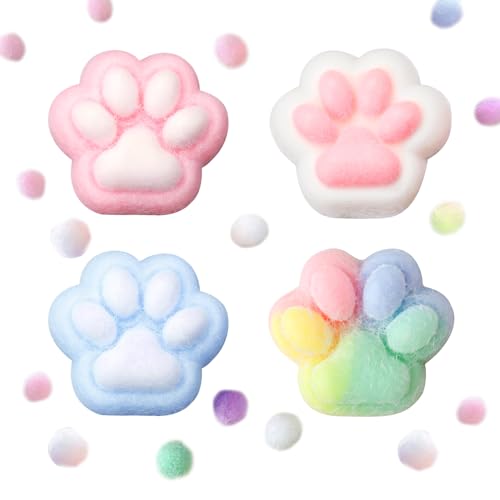 JurciCat 4 Piezas Taba Squishy Squishy Gato Fufu Squishy Squishy Grande con Bolas Divertido antiestrés y Alivio de la ansiedad（A）