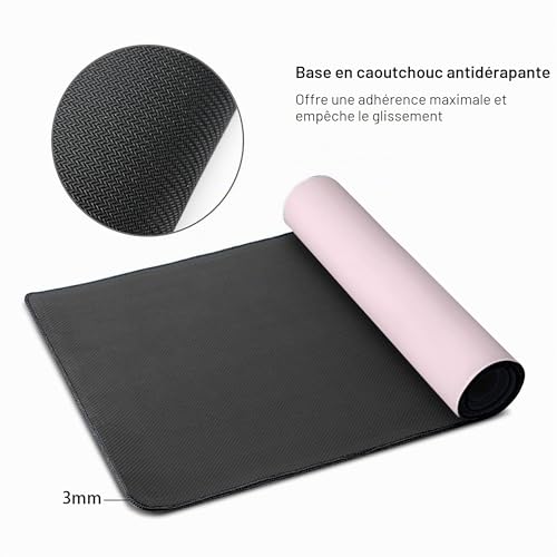 Tapis de souris de jeu Kawaii rose, long et étendu, XXL, tapis de clavier pour travail, jeu, bureau, maison, 90 x 40 cm – vue 3