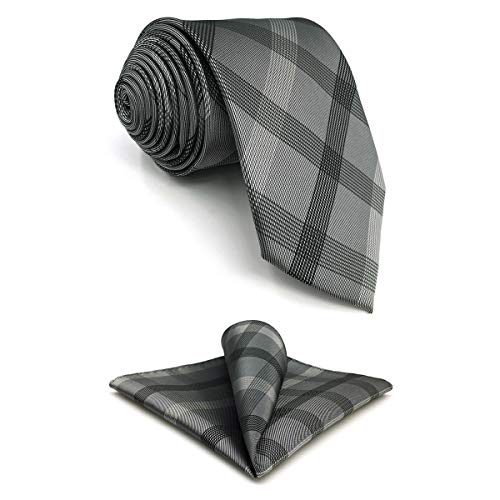 S&W SHLAX&WING Gravatas masculinas cinza xadrez 100% seda