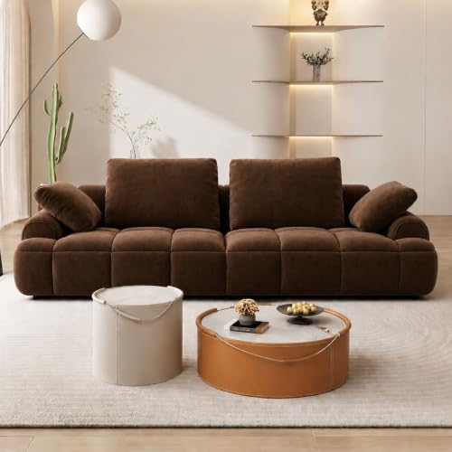 Image of LEGACY OF COMFORT Irmak 85.83'' Upholstered 3 Seater Sofa Three Seater Sofa for Living Room Hotels & Offices (Dark Brown)