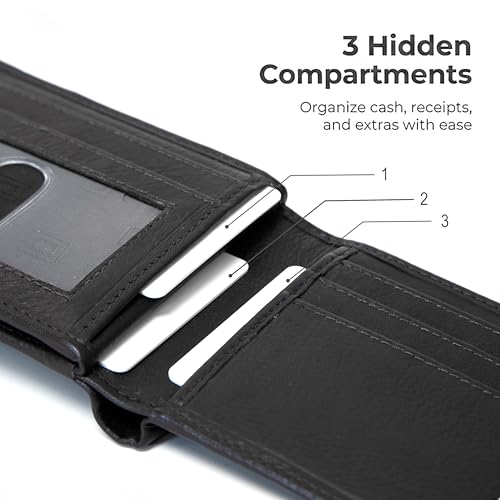 Image of ID Stronghold Extra Capacity Bifold Wallet for Men - RFID Blocking Genuine Leather Wallet