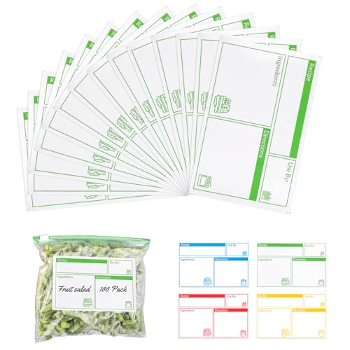 100pcs Freezer Meal Labels, Oil & Water Resistant, 3.2x5 in