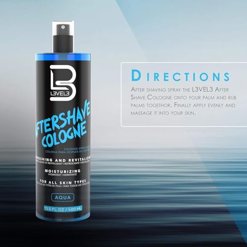 Image of L3 Level 3 After Shave Spray Cologne for Men, Fresh, 13.5 fl oz | Aftershave spray, soothing moisturizing formula, refreshes post-shave skin, non-irritating, barber or home use, fresh scent