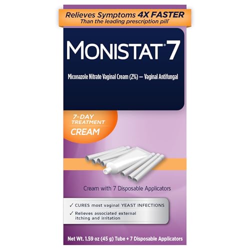 Monistat 7-Day Yeast Infection Treatment for Women, Miconazole Cream (45g Tube) & 7 Applicators, for...