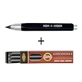 Tolles Set mit schwarzem Druckbleistift/Minenhalter und passende Ersatzminen 2B (6 Stück: 5.6 mm x 80 mm)