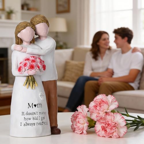 Figura decorativa madre e hijo en resina pintada a mano miniatura 6