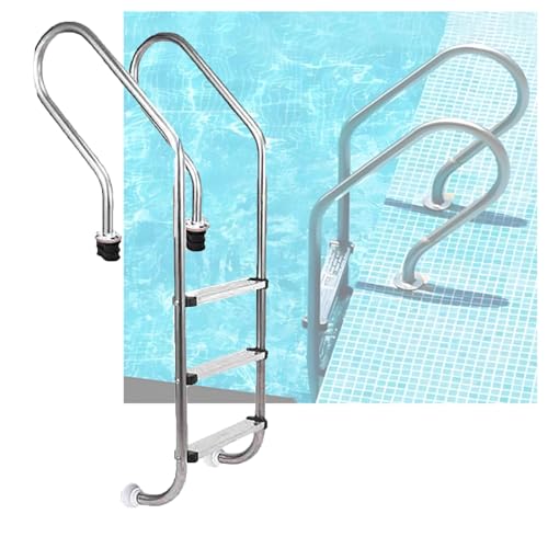 Escalera de piscina de acero inoxidable con 3 peldaños miniatura 1