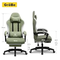 GTPLAYER Gaming Stuhl Ergonomischer Gaming Sessel Schreibtischstuhl mit Stoffoberfläche, Federsitzkissen, Verbindungsarmlehnen und Fußstütze 150KG, Grün – Ansicht 2