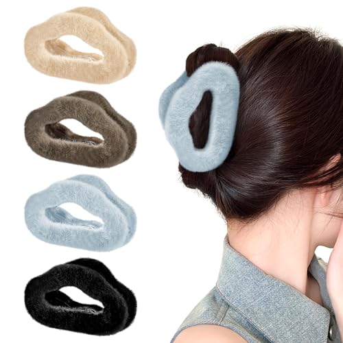 Pinzas de pelo de felpa en set de 4 unidades, el regalo suave ideal para mujeres y niñas
