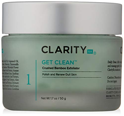 ClarityRx Get Clean Crushed Bamboo Exfoliator, Daily Exfoliating Treatment for All Skin Types (1.7 oz)
