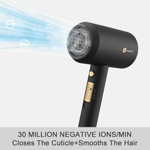 Image of slopehill Professional Ionic Hair Dryer, Powerful 1800W Fast Drying Low Noise Blow Dryer with 2 Concentrator Nozzle 1 Diffuser Attachments for Home Salon Travel (Black)