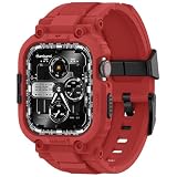 Picture of amBand Bands Compatible with Apple Watch 9/8/7/SE (3/2/1)/6/5/4 45mm/44mm Case for Men, M1 Sport Series Rugged Bumper Protective Cover for iWatch SE3/SE2/6/SE/5/4/3 44 mm 42mm - Mars Red