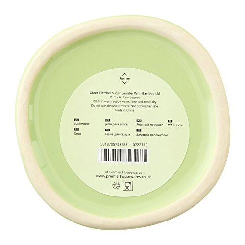 Premier Housewares Sugar Canister, Container, Dolomite - Green, H14 x W12 x D12cm - Image 3