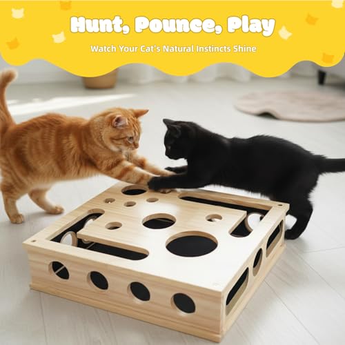 Caja de enriquecimiento para uñas de gato de madera miniatura 6