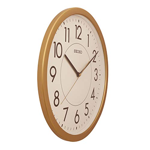 Image of SEIKO Elegant Round Analog Yellow Plastic Home Decor Wall Clock with Sweep Movement (Size: 36.1 x 3.9 x 36.1 CM | Weight: 990 gram | Color: Yellow)