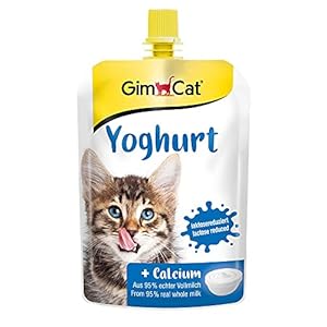GimCat Yoghurt – Katzensnack aus echter laktosereduzierter Vollmilch mit Calcium für gesunde Knochen – 1 Beutel (1 x 150 g)