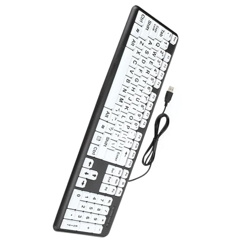Tastiera con Stampa di Grandi Dimensioni, Tastiere Nere per Scrittura per Ipovedenti per Computer con Tasti di Stampa di Grandi Dimensioni Impara a Digitare Tastiera per Anziani