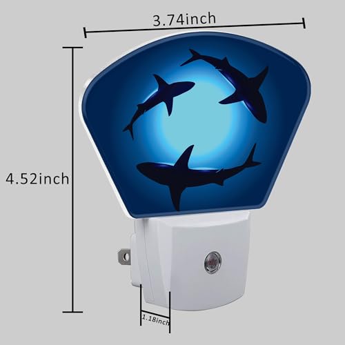 Image of Floating Sharks Night Light for Kids, Sharks LED Night Light Plug into Wall with Dusk to Dawn Sensor for Girls Boys Women Men Room, Hallway, Kitchen, Bathroom, Stairs Decor