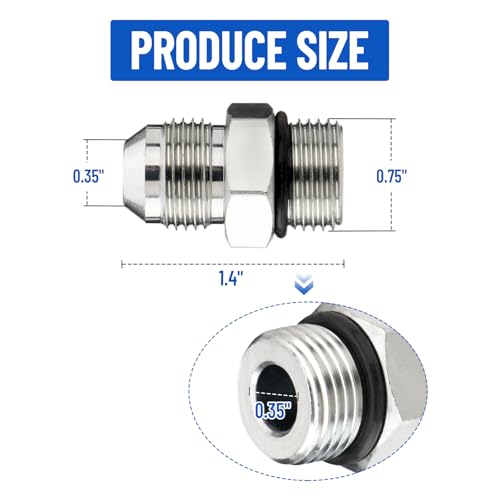 Image of 10 Pack Hydraulic Hose Adapter Fittings: 1 /2 inch JIC 37 Male x #8 SAE /ORB Male, Straight Tube Fitting Kits with Protection Cover - 6400-08-08
