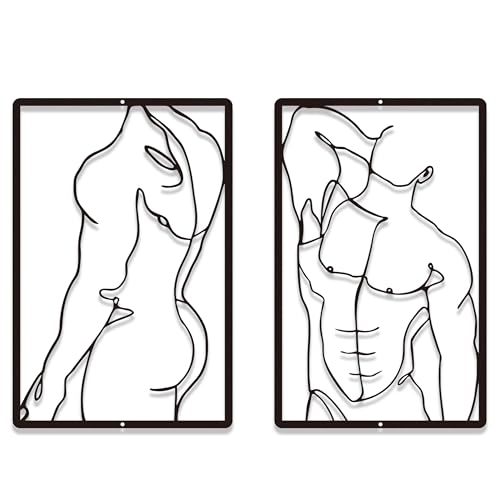 LumDecor Metal Wall Art Abstract Single Line Art Hanging for Bedroom Decor – Minimalist Line Art Metal Wall Sculpture, Modern Male Body Shape Wall Art, Mens Room Decor Aesthetic, Wall Decor for Bedroom, 16.54 x 11.02 Inches
